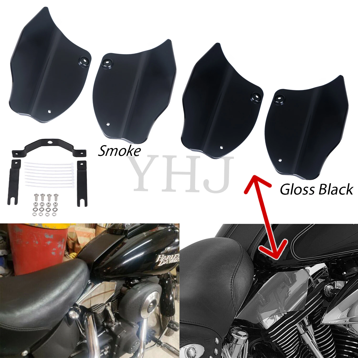 Saddle Heat Shield Air Deflector For Harley Motorcycle Softail FXST FLSTN Classic FLSTC Fatboy FLSTF 2000-2017 Smoke/Gloss Black