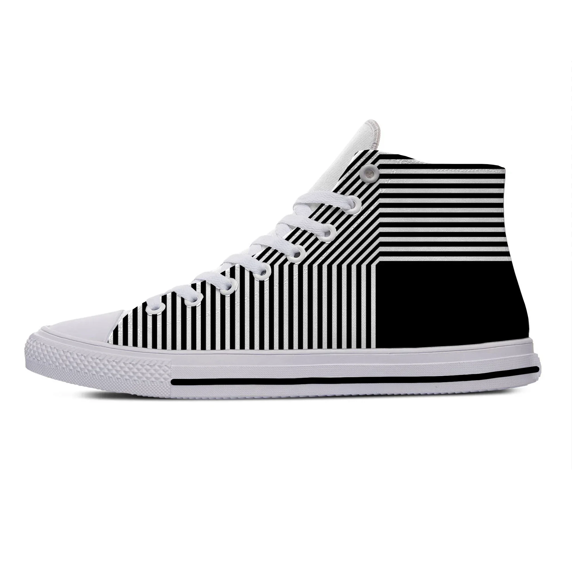 Men'S Shoes Black And White - Zapatillas de Moda con Rayas Blancas