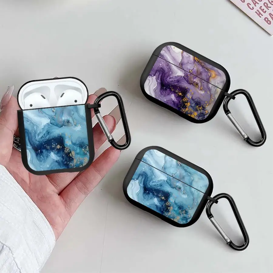 Polierte Marmor-Kopfhörerhüllen Schutzhülle für Airpods Pro2 Pro3 Pro 2 4 1 3