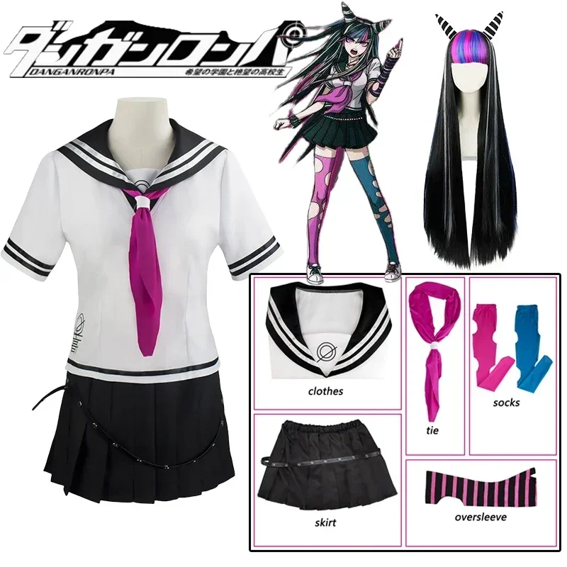 Mioda Ibuki Cosplay Costume Anime Dangaronpa Mioda Ibuki Cosplay Dress Wig Uniform Sailor's Suits Halloween Costumes for Women