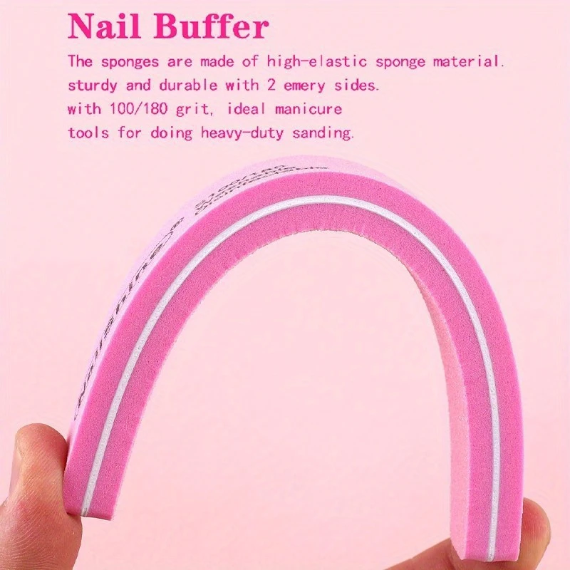 2pcs Professional Dual-Sided Nail File Block Colorful Sponge Nail Polish Buffing Sanding Buffer Strip for Polishing Pedicure