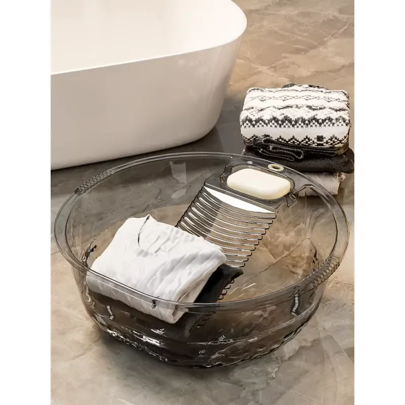 Modern Oval Wall Mounted Plastic Laundry Basin with Washing Board Large Capacity 46cm