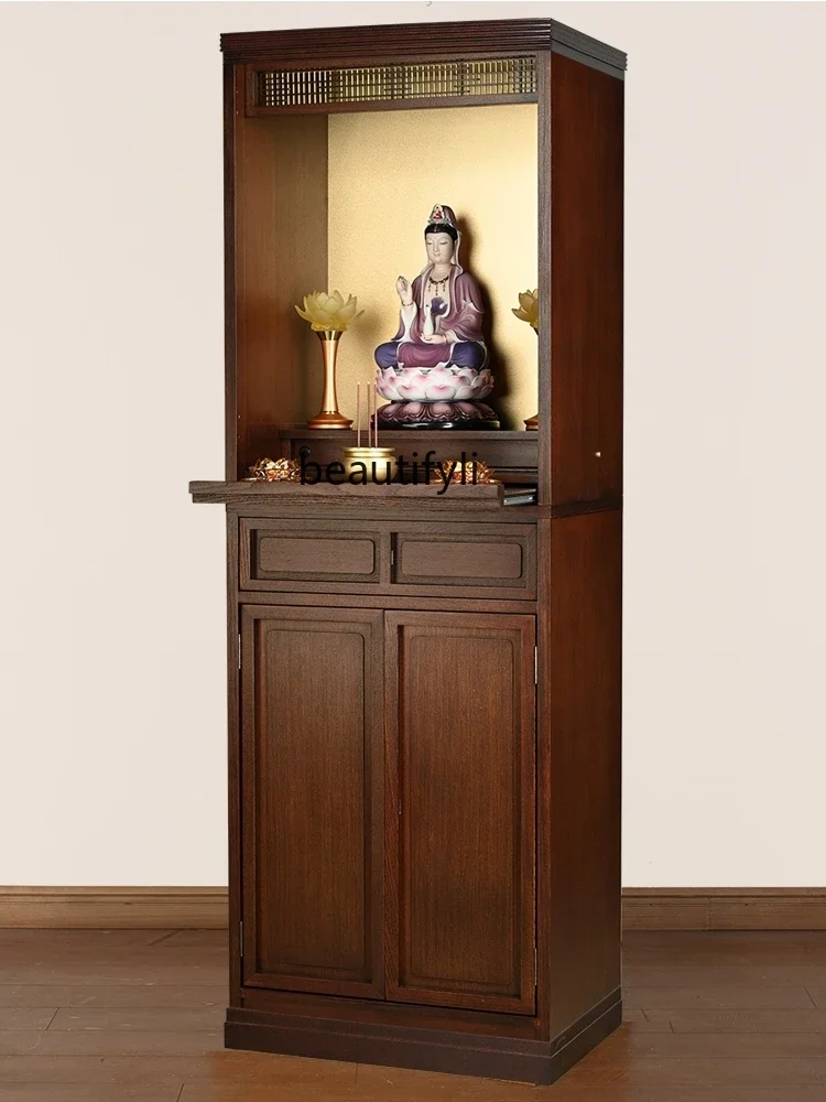 Buddha Cabinet Household Economical Clothes Closet God of Wealth Guanyin Shrine Altar Altar Solid Wood