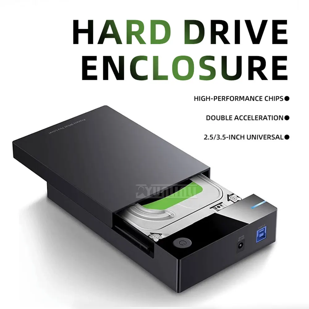 External Hard Drive Enclosure for 3.5 HDD, USB SATA Adapter Box, Portable Desktop to External Converter