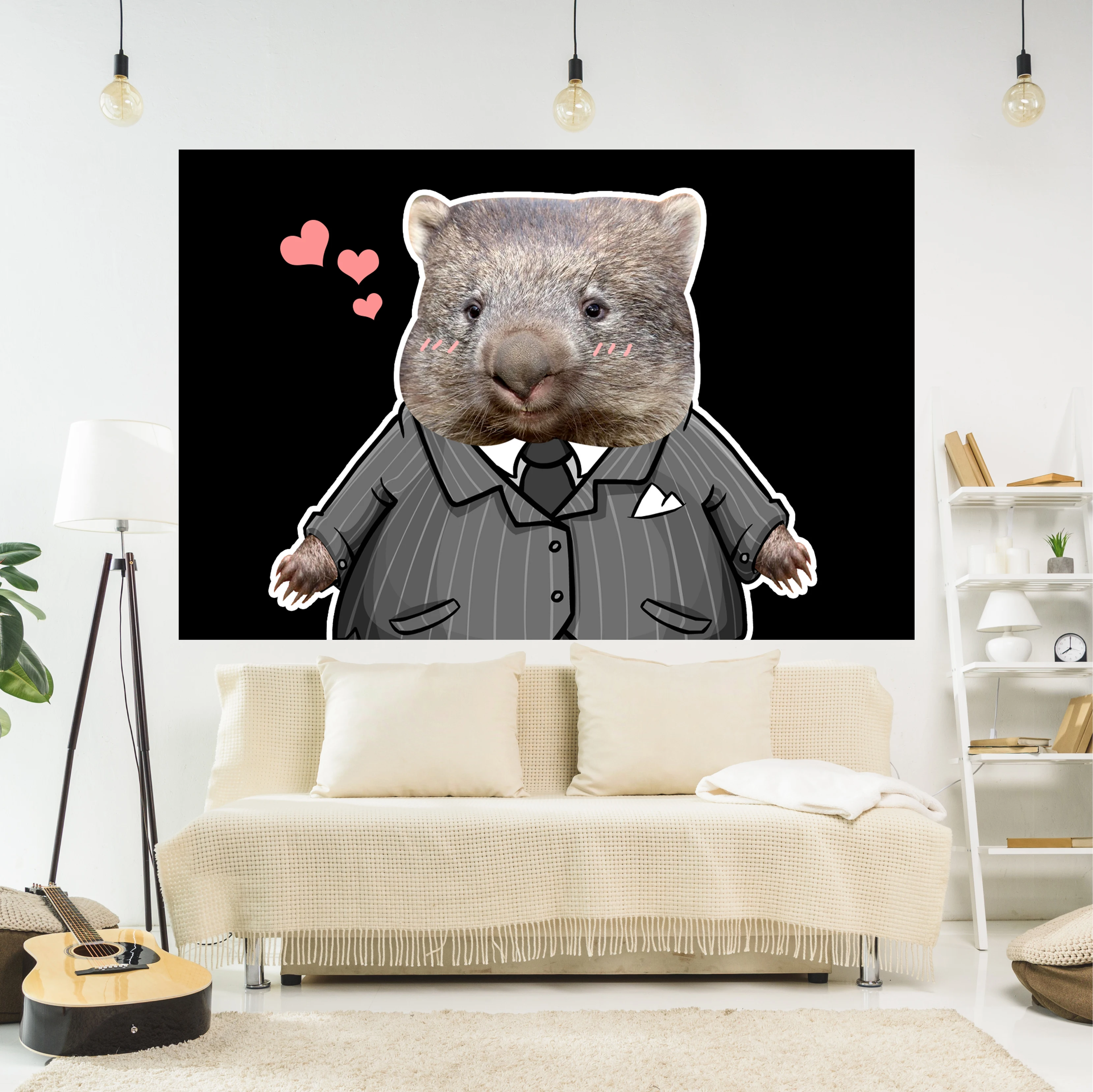 

Гобелен с животными смешной принт Wombat Meme настенный художественный эстетический коврик для спальни или дома для украшения