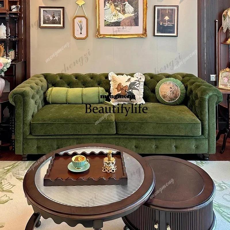 

d5556 Beauty European Velvet Sofa Fabric Lounge Green Apartment Modern Lazy Couch Luxury Italian Sitting Replica Postmodern Furn