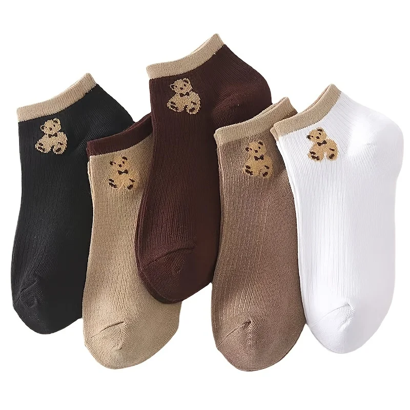 10-Pair Women's Panda Paw Ankle Socks: 98% Polyester 2% Spandex, Elastic Ribbed Cuff & Multi-Color