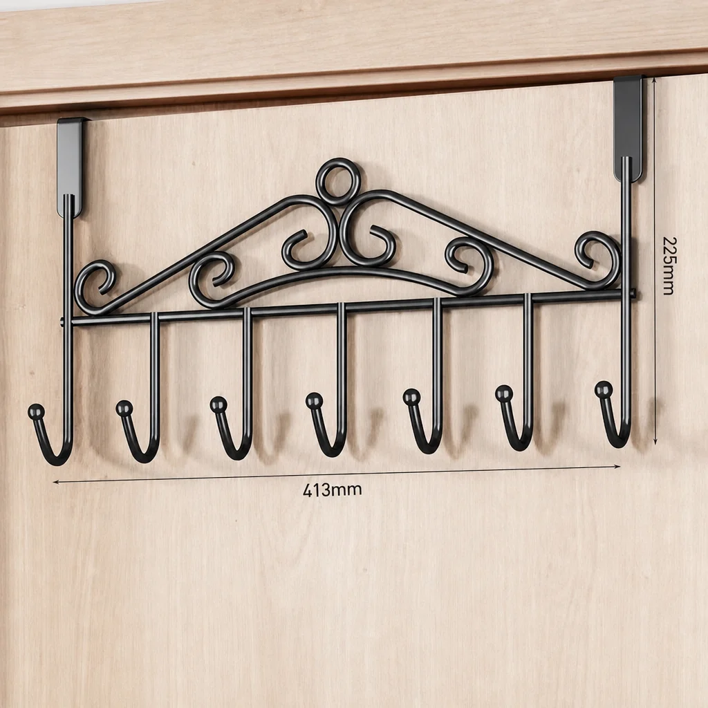 Cheap Door Hooks, Towel Holder for Bathroom, Hot Selling Kitchen Over the Door Hanger 7 Hooks