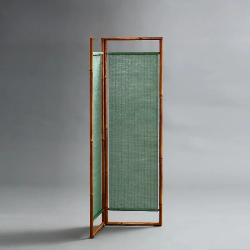 Bamboo partition block decorative tea room space folding movable folding screen can be customized