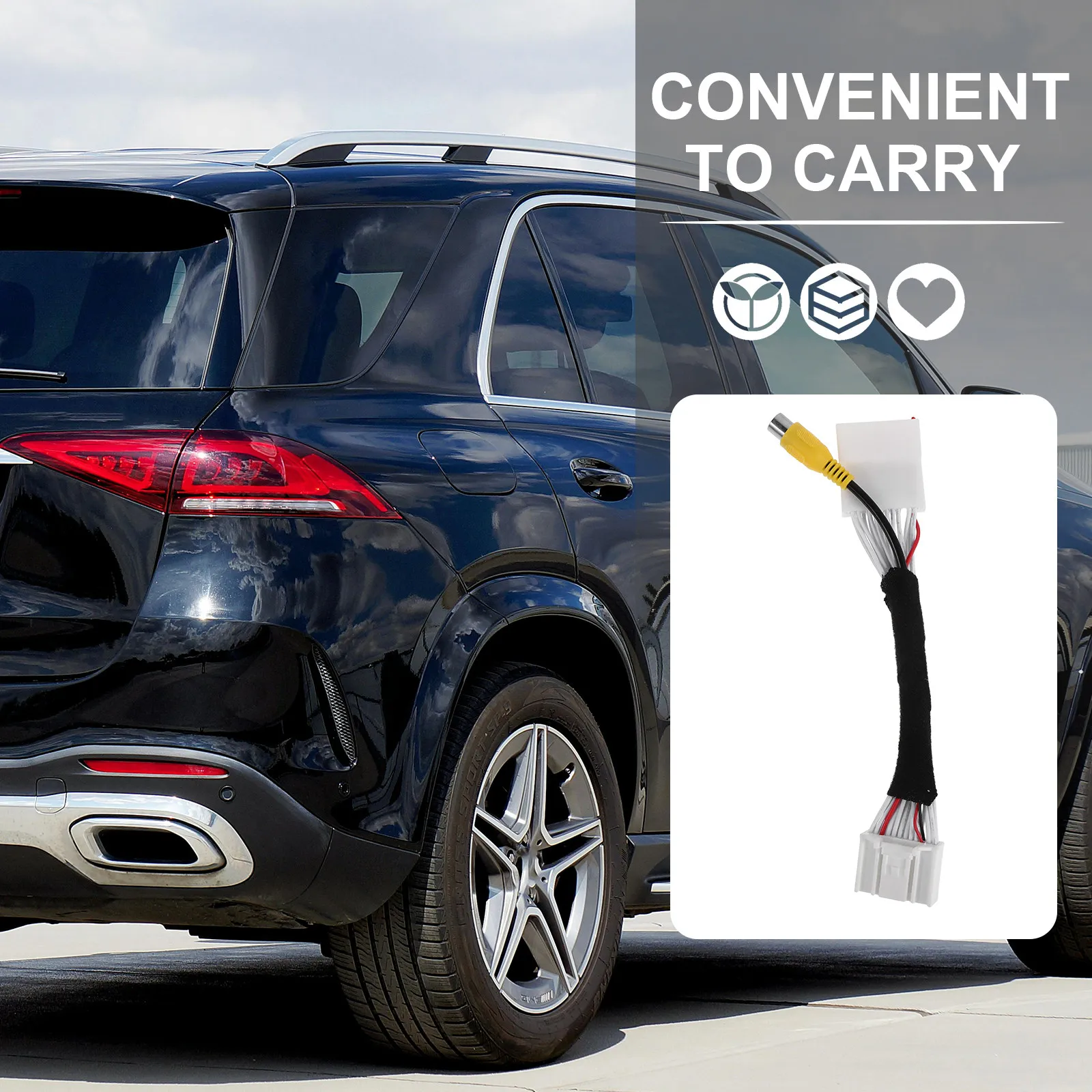 Car Rear View Camera Rca Adapter Cable 24-Pin Backup Reverse Camera Harness Compatible with Renault Vehicle Stereo Rear Parking