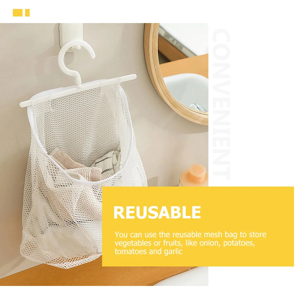 2 Pcs Bath Toys for Babies Storage Mesh Bag Kitchen Supplies Clothes Peg Pouch Hangable Holder White Shopping Vegetable