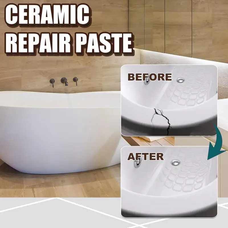 Keramik-Reparaturpaste, schnell trocknend, weißes Porzellan, Risse, Chip, Porzellan-Reparatur-Set, Fliesenkleber, Reparatur-Set für Badewanne und Fliesen