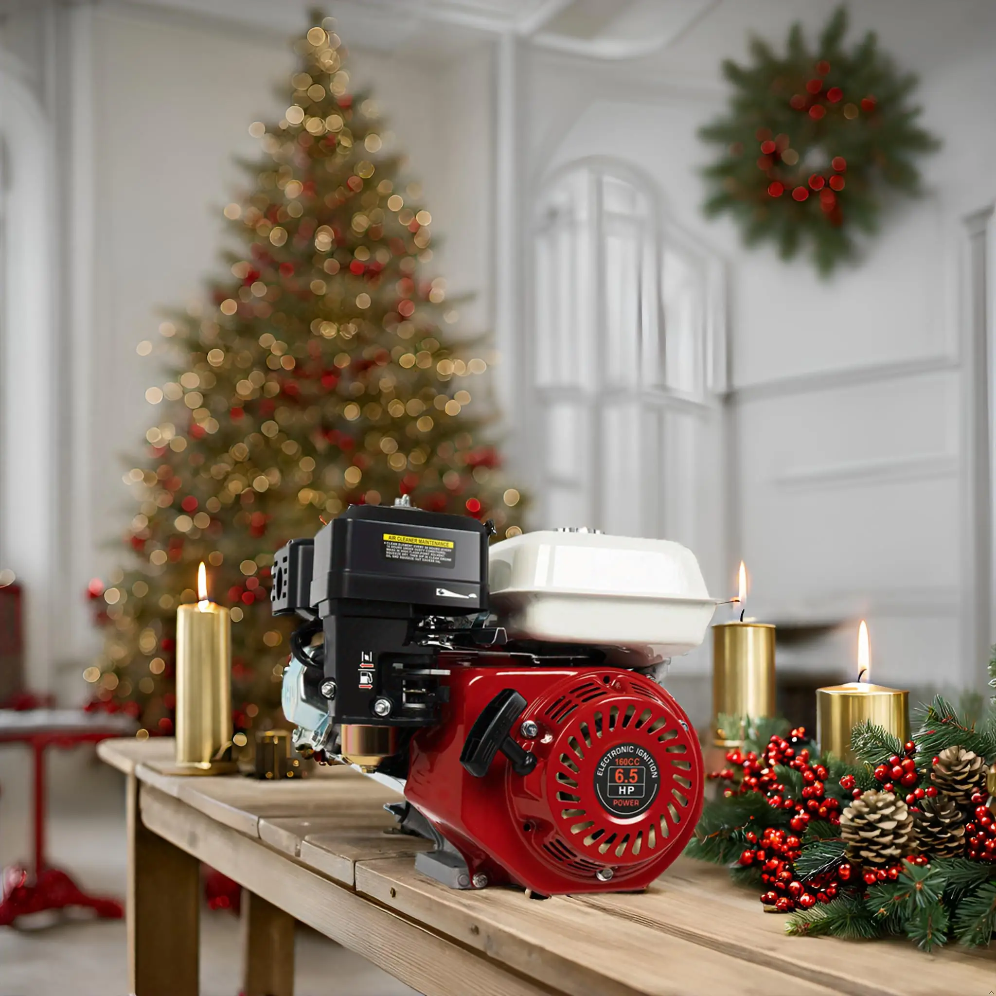 [عيد الميلاد] محرك غاز 6.5Hp عمود أفقي، 200Cc 4 السكتة الدماغية Ohv محرك غاز بديل من الدرجة الصناعية متوافق مع Honda Gx1