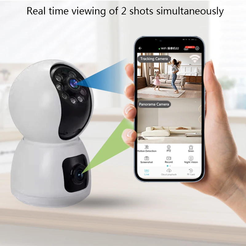 2MP Dual LENs PTZ IP Camera WiFi CCTV 360° PTZ Smart Home Security Surveillance Camera Indoor Tracking Motion  Baby Pet Monitor