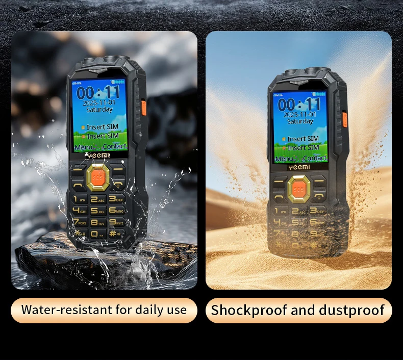 YEEMI Q5 4G Button Phone 2.4inches Dual SIM Card HD Call Camera FM LED Flashlight LTE Type-C Triple-proof Outdoor Mobile Phone
