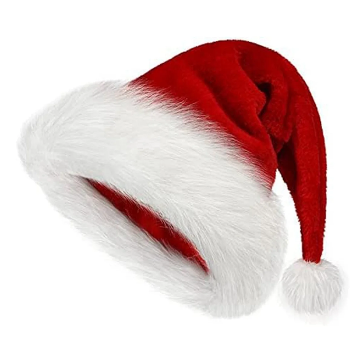 Christmas Hat, Santa Hat Holiday for Adults Unisex Comfort Extra Thicken Fur Xmas Hat for New Year Festive Party