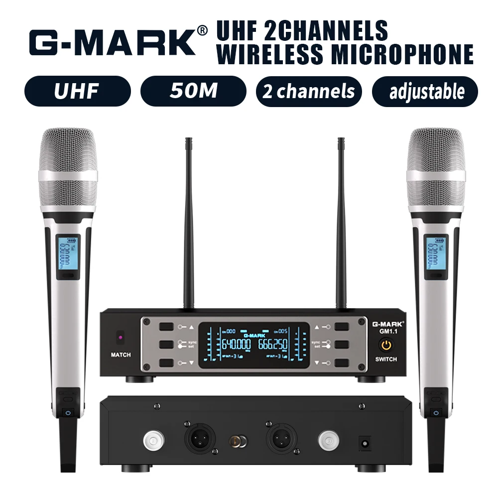 Karaoke-Mikrofon G-MARK gm 1,1 vielseitige drahtlose Mikrophon UHF Frequenz stabile Audio-Übertragung für Party-Show Unterricht Hochzeit