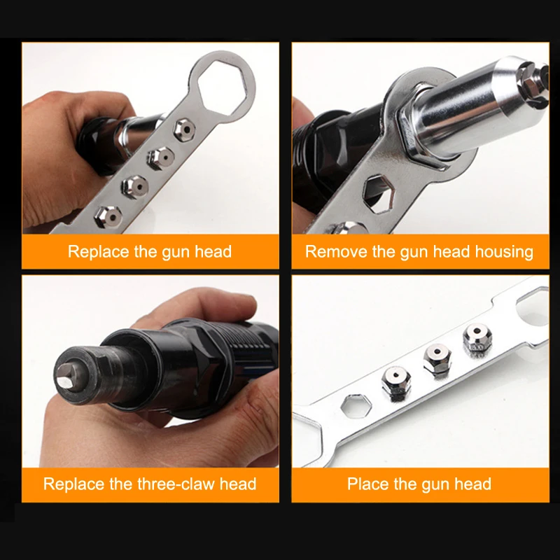 Mesin Paku Keling Listrik Adaptor Pistol Paku Keling 2.4Mm-3.2Mm-4.0Mm-4.8Mm Alat Paku Keling Rumah Mesin Paku Keling untuk Bor Listrik