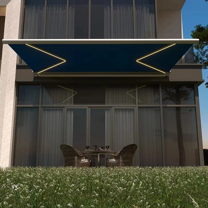 Modern Acrylic Aluminum Frame Outdoor Awning with Remote Control Sun & Rain Protection Wind-Resistant Waterproof All-Season