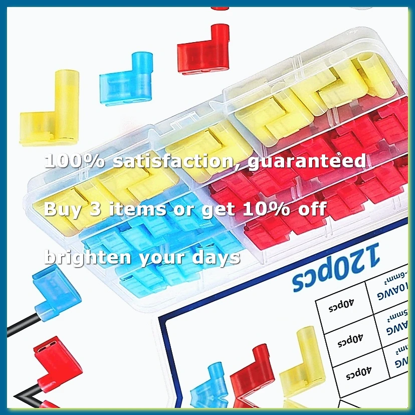 120PCS Quick Disconnect Flag Connector,Nylon Right Angle Spade Connectors 22-10AWG,90 Degree Wire Terminal Connector