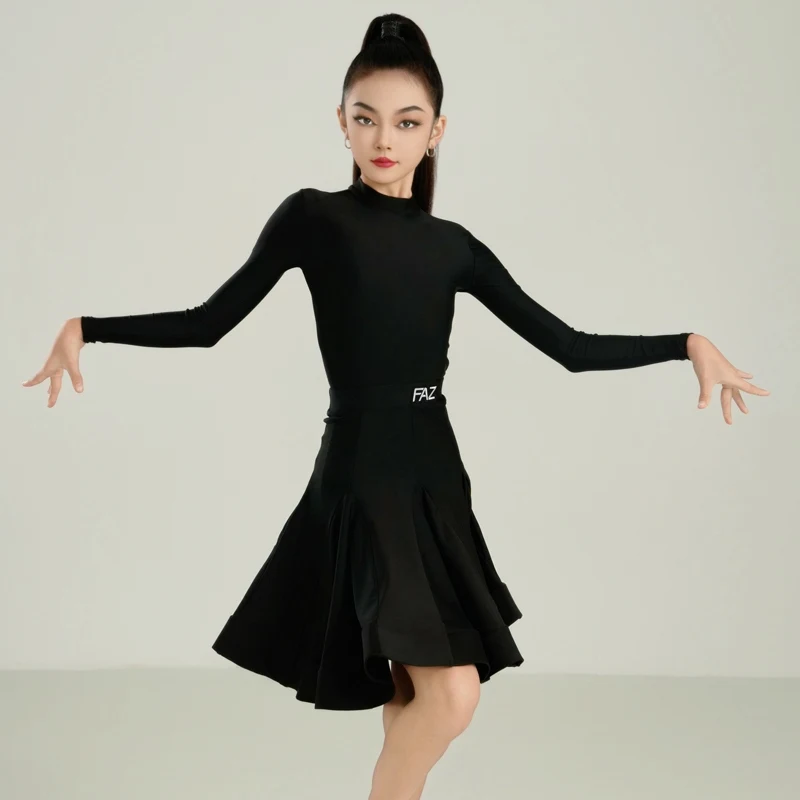 Jupe pour filles, vêtements de spectacle Samba, col haut, Costume de concours de danse latine, vêtements d'entraînement de danse ChaCha, body