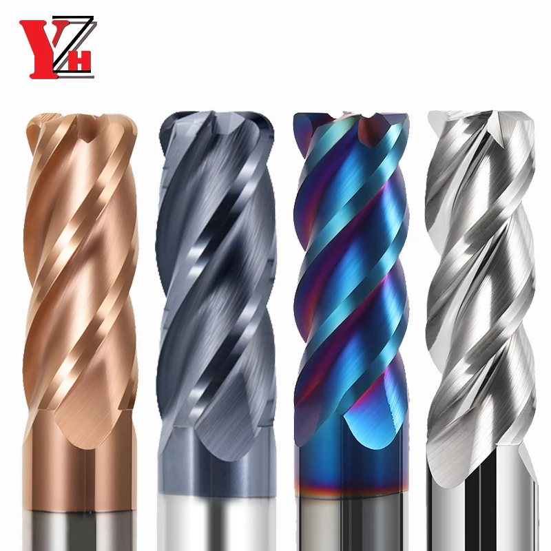 Corner Radius End Mill HRC65 4 Flute CNC R Bullnose Cutter Tungsten Carbide Steel 2R0.5 3R0.5 4R0.5 5R0.5 6R0.5 8R0.5 10R0.5