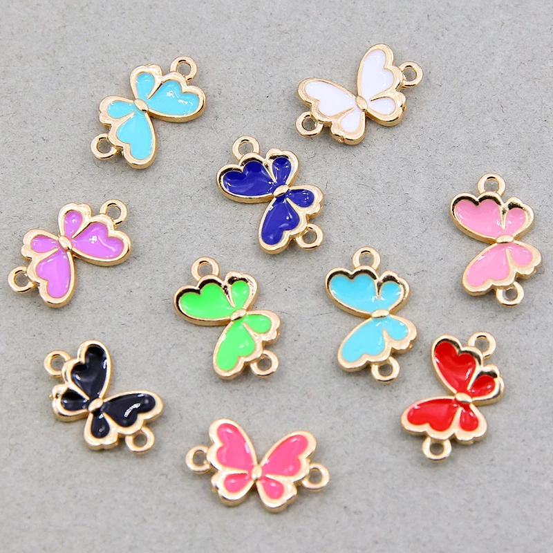 10Pcs 10*18mm KC Gold Plated Enamel Butterfly Charms Pendants for Necklace Jewelry Making Bracelet DIY Handmade Craft