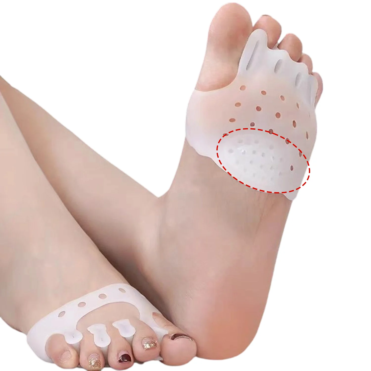 2pcs Silicone Bunion Corrector Toe Separators Gel Orthopedic Forefoot Pads Feet Care Tools Anti-Slip Protector Shoes Cushions