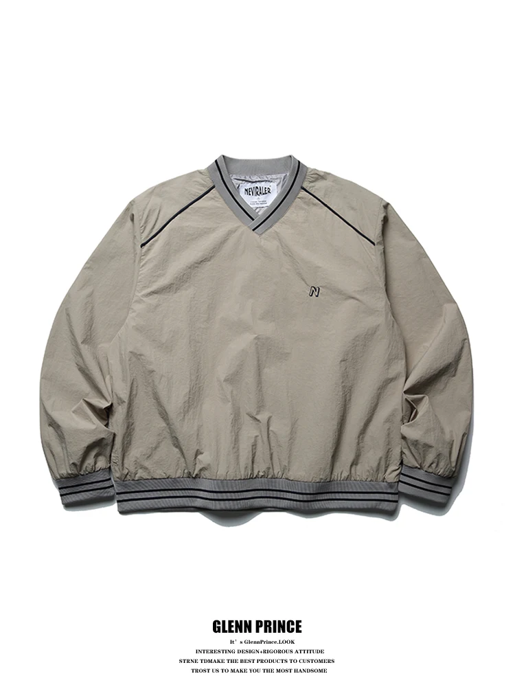 

Винтажная толстовка с цветными блоками для мужчин, повседневная спортивная одежда, быстросохнущая, с V-образным вырезом, модная брендовая верхняя одежда для пар