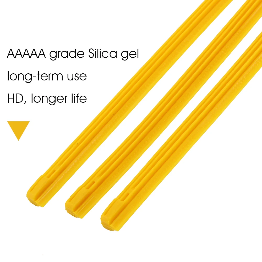 2 PCS Car Wiper Blade Yellow Silica Gel Silicon Refill Strips 8mm for Hybrid Type Wiper Blade 14