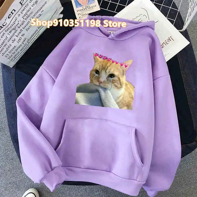 

Cute Meme Cats Hoodie Print Women Hoodies Hip Hop Sweatshirts Long Sleeve Gothic Pullover Femlae Harajuku Clothes