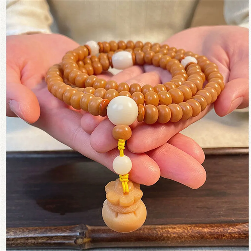 108 Natural Indonesia Weathered Bodhi Prayer Beads Mala Tibetan Rosary Bracelet Men Women Buddhist Meditation Necklace Jewelry