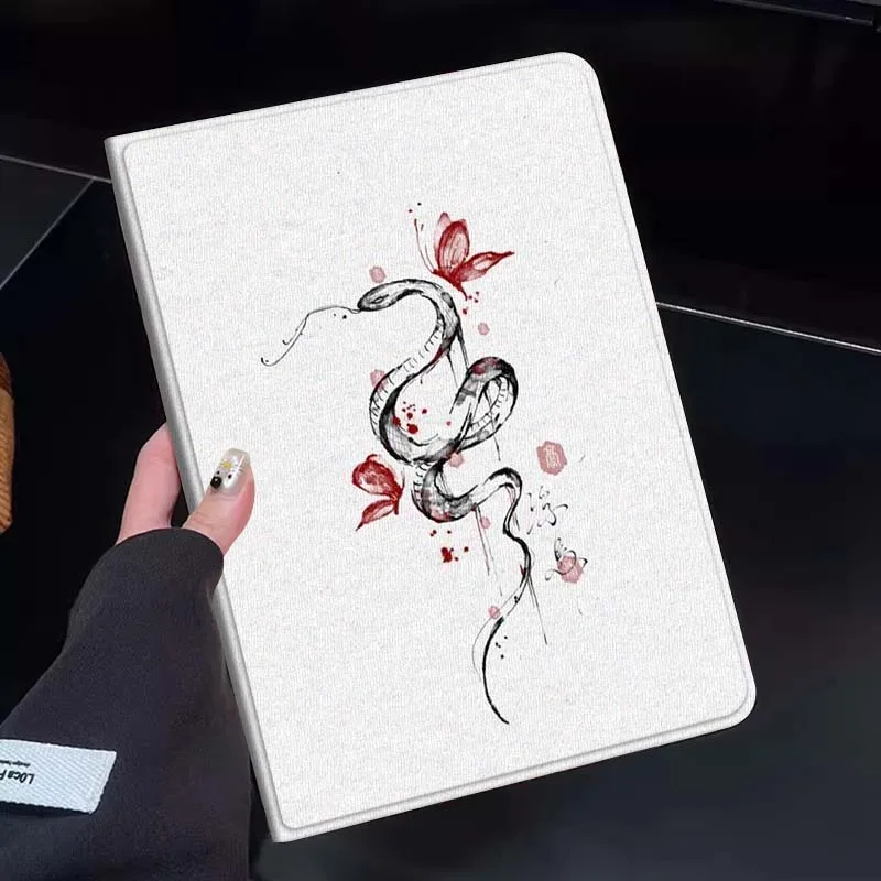 

Cartoon Snake Red Flower Gift Tablet Case For Huawei Honor MatePad MediaPad Air 5 6 7 11 V6 V7 V8 V9 X9 X8 T10 T10s C5e T5