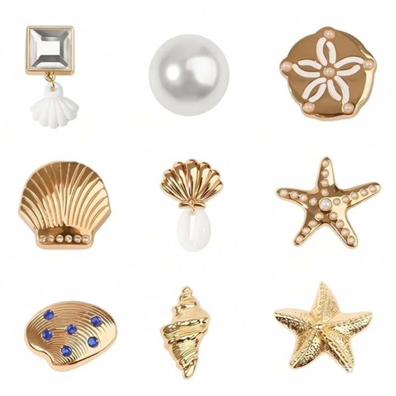 Ocean Sea Shell Shoe Charms Glittering Diamonds Decoration For Clog Shoes