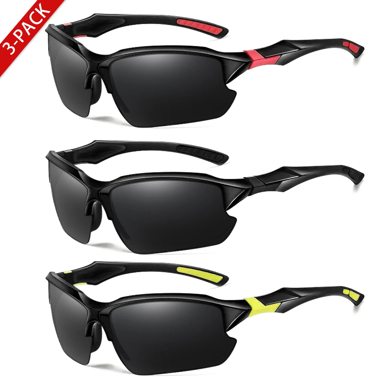 3 Pairs Polarized UV400 Fishing Sunglasses for Men and women Outdoor Sports Cycyling Travel Driving Hiking Camping