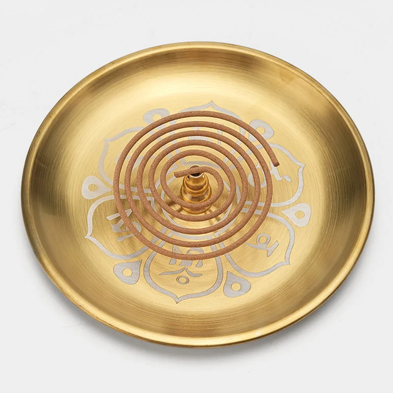 Y 14Cm Lucky Alloy Incense Burner Tree of Life Energy Stone Plate Nine-hole Incense Insert Candle Holder Altar Props