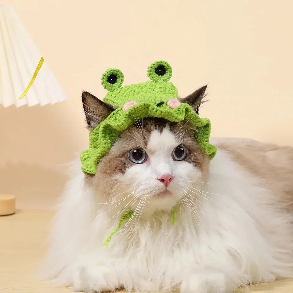 Herbst-Winter Katzenmütze Elastische Niedliche Raffinierte Haustiermütze für Welpen und Kätzchen Gestrickte Mütze für Partys und Fotoshootings Katzenzubehör – Detail 7