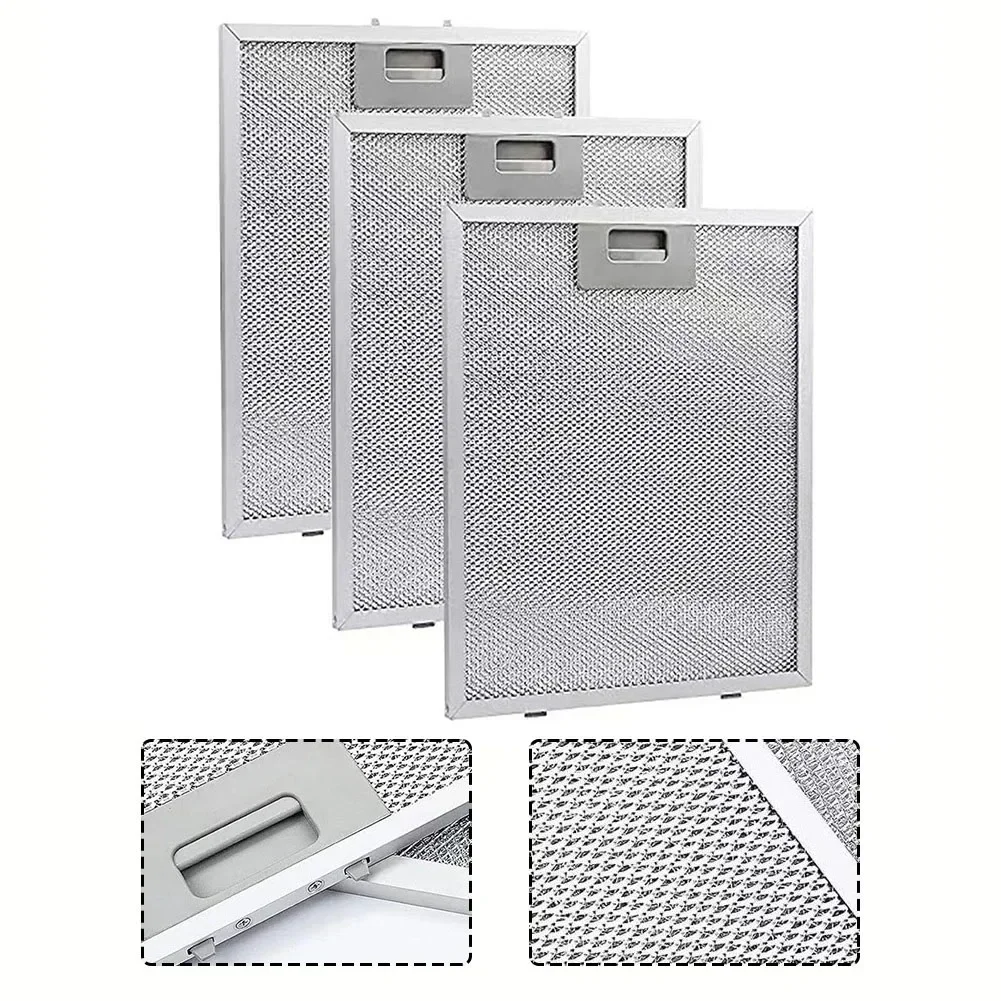 

3pcs Aluminum Cooker Hood Metal Grease Filters Metal Mesh Extractor Vent Filter 310x250x9mm Kitchen Accessories