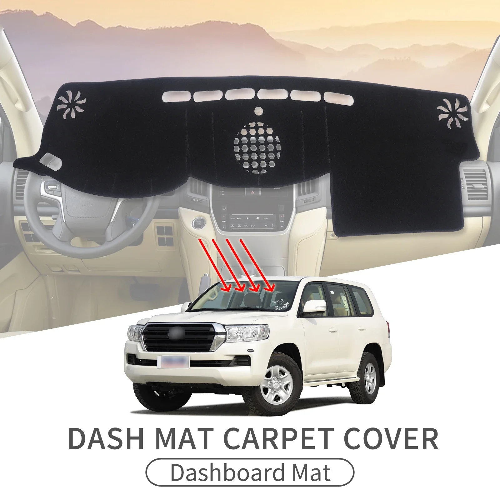 

For Toyota Land Cruiser LC200 2016-2021 Car Dashboard Mat Sunshade Protective Carpet Dash Mat Dashmat Accessories