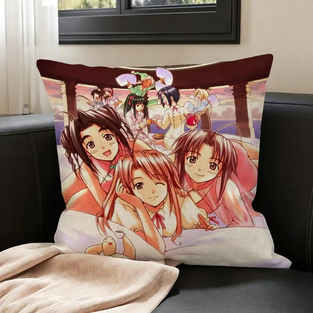 Cartoon L-Love H-Hina Cushion Cover Natural Linen Pillowcase Set, All-in-One Decor for Sofa, Bedroom & Chair