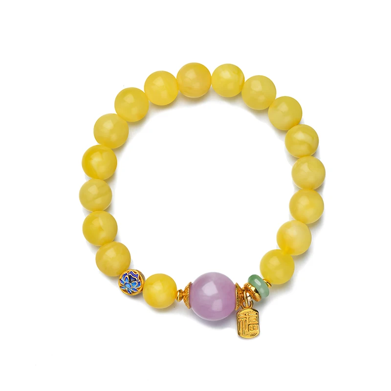 

Healing Natural African Purple Kunzite Bracelet Women 925 Silver Jewelry Summer Meditation Russian Full Meat Amber Beads Wealth