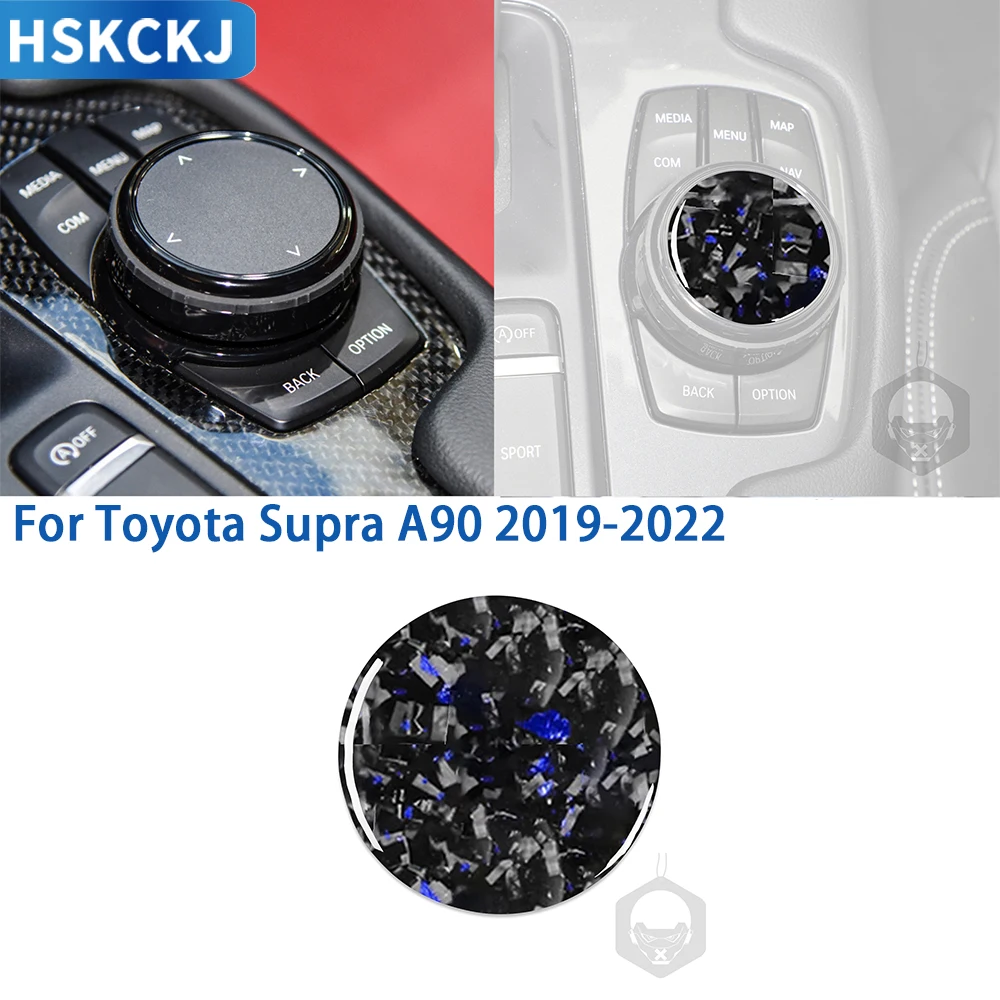 

For Toyota Supra A90 2019-2022 Cent Accessories Real Soft Carbon Fiber Car Central Gear Button Knob Cover Trim Sticker