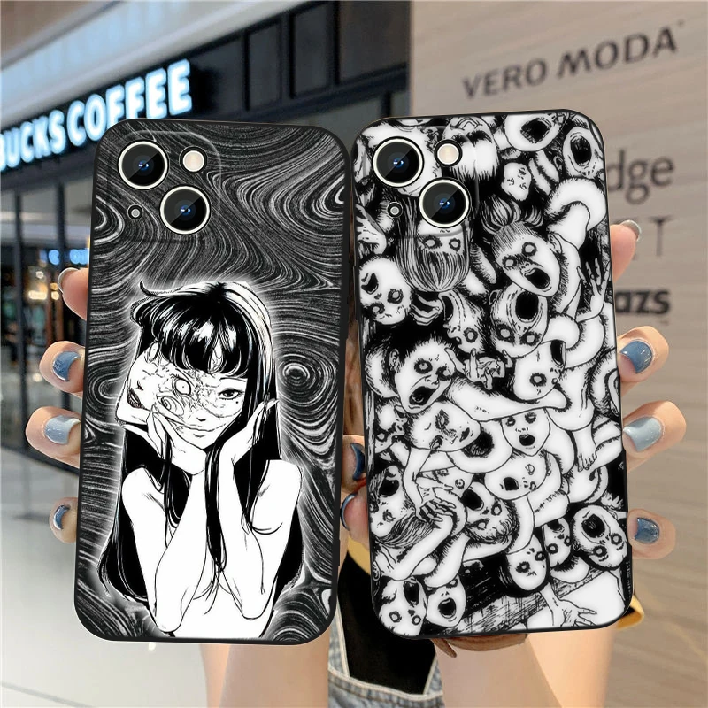 Anime Tomie Kawakami For Apple iPhone 15 14 13 12 Mini 11 XS XR X 8 7 Pro Max Plus Soft Silicone Black Phone Case