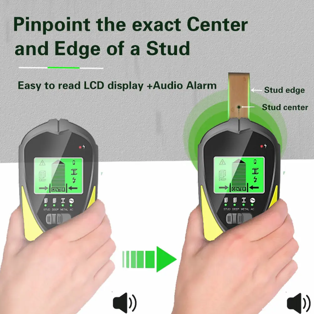 4 in 1 Wall Stud Finder Metal Detector with LCD Display for Pipe Rebar Nail Detection Portable DIY Tool