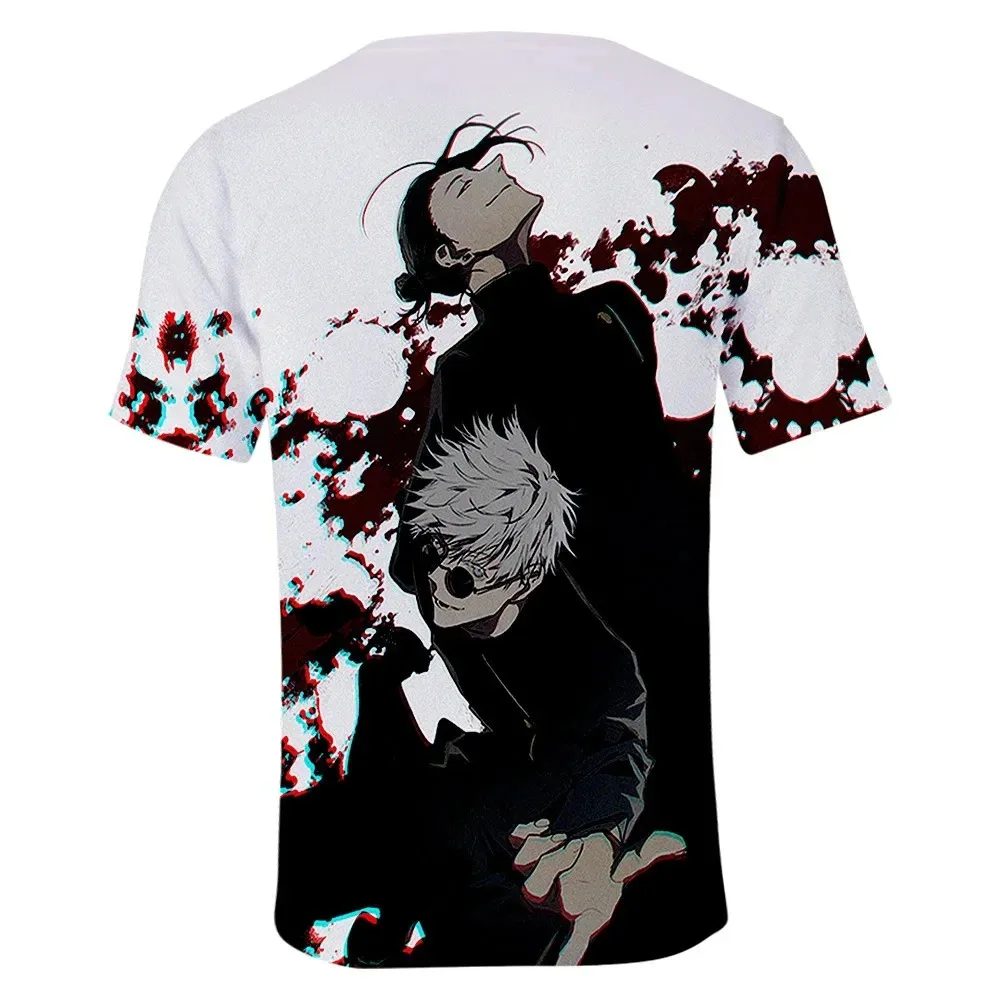 Ropa de verano para niños, camisetas de Anime japonés Jujutsu Kaisen Gojo para niños, camisetas informales Harajuku de gran tamaño para niños y adultos, ropa de calle deportiva