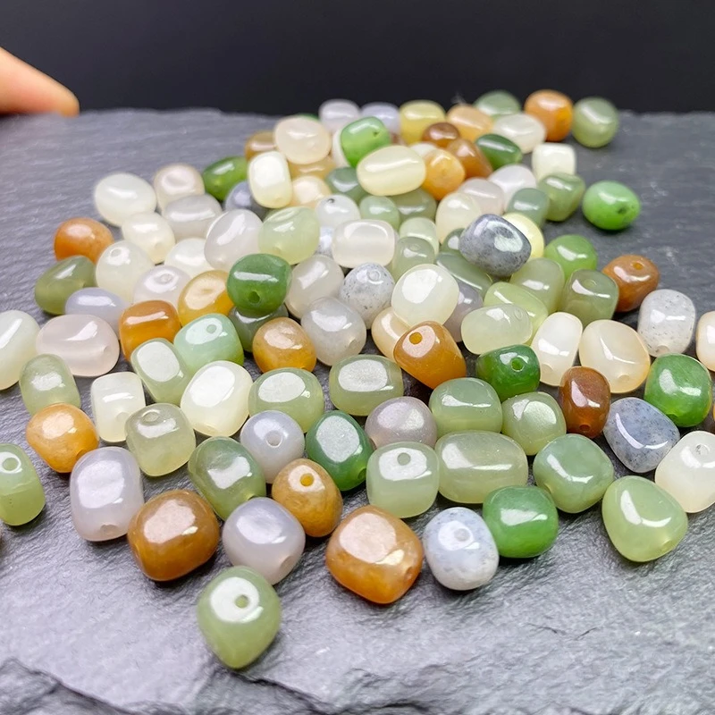 

5pc Natural Jade 8-9mmOld Shaped Bead Bracelet DIY Bracelet Earrings Jewellery Accessories Hand-Carved Luck Amulet gift Women