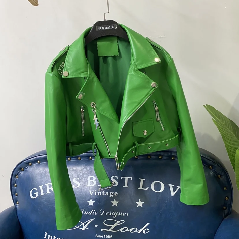 Rosa genuíno eepskin couro motociclista jaet feminino pesado bordado ba tamanho pequeno couro jaet commute sle zíper sve