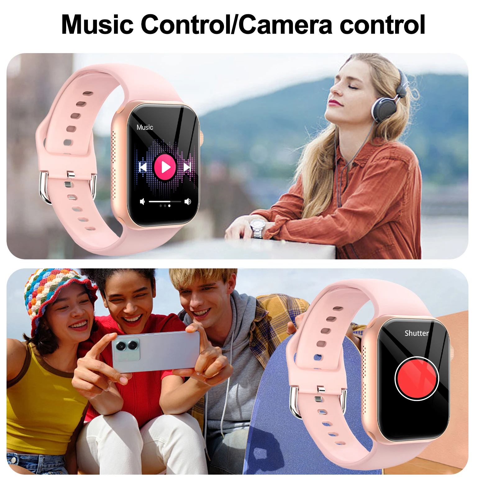 Smart Watch for Men Women:Wireless Calling,Camera,Music Control,Fitness Tracker,Custom Screen,Works with iOS Android