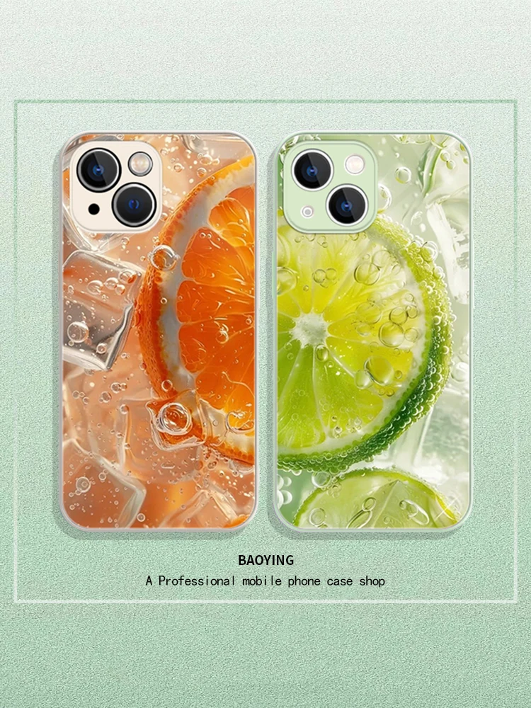 Summer Dopamine Orange Soda Fruit Lemon Phone Case Case for iPhone 7 8 Plus XR XS 11 12 13 14 15 Pro Max, Best Gift Idea