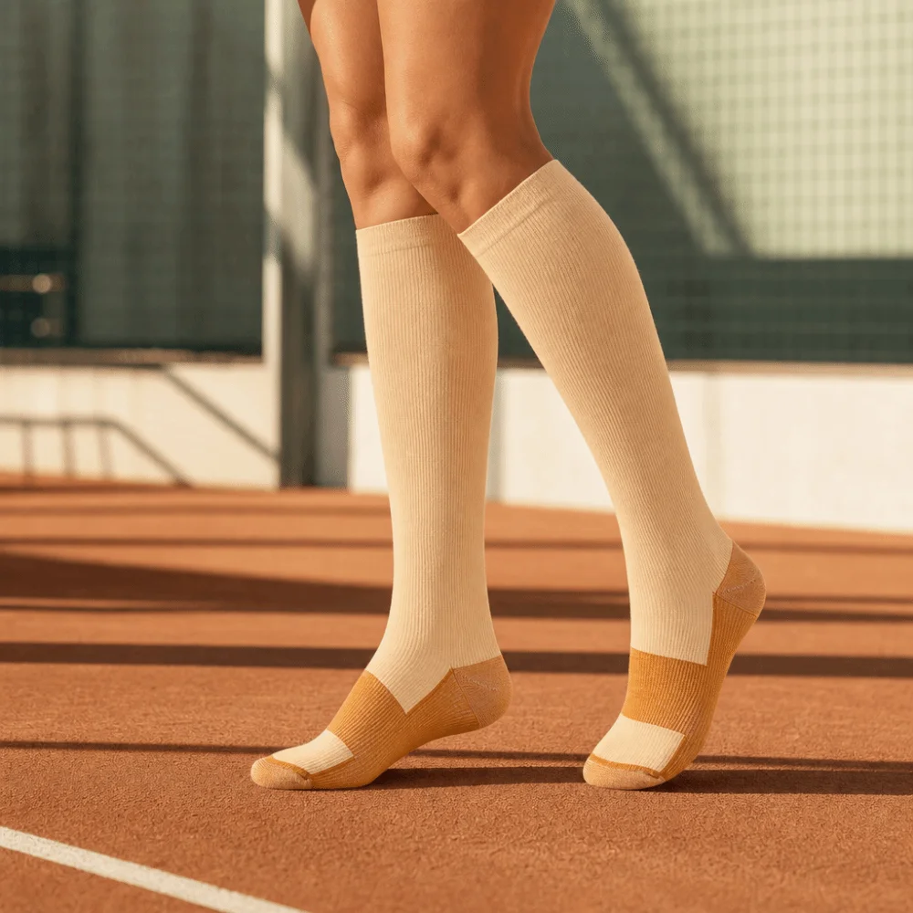 Simple Elastic Compression Socks Breathable Outdoor Men Calf Stockings Knee High Patchwork Sports Socks Pregnancy